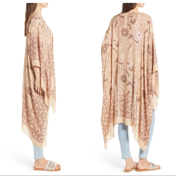 FREE PEOPLE BOHO KIMONO FLOWY CARDIGAN CAPE A2C - Picture 3 of 15